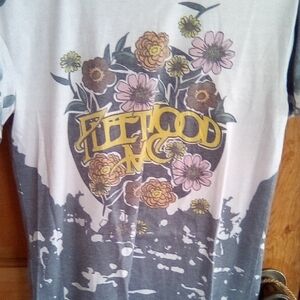 Fleetwood Mac Kids Floral Graphic Tee in White and Gray